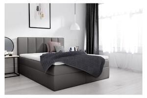 Stylová manželská postel Sven s úložným prostorem šedá eko kůže 160 x 200 + topper
