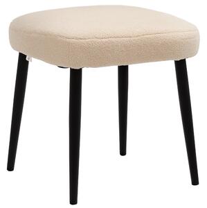 HOMCOM Čalouněný taburet, čtvercový, s vzhledem kašmíru, ocelové nohy, do obývacího pokoje, ložnice, béžový, 42 x 42 x 43 cm | Aosom