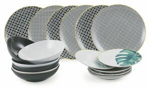 18dílná sada talířů z porcelánu a kameniny VDE Tivoli 1996 Urban Jungle