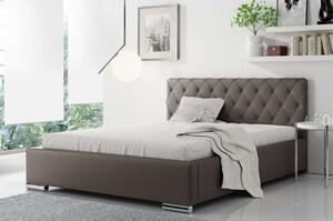 Čalouněná manželská postel Piero 160x200, hnědá eko kůže