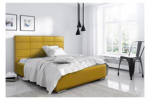 Elegantní manželská postel Caffara 120x200, žlutá, jemná potahová látka