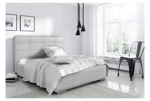 Elegantní manželská postel Caffara 140x200, šedá, jemná potahová látka