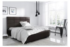 Elegantní manželská postel Caffara 140x200, hnědá, jemná potahová látka