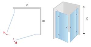 Sprchový kout, Novea, čtverec, 80x80 cm, chrom ALU, sklo Čiré