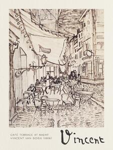 Obrazová reprodukce Café Terrace at Night Sketch - Vincent van Gogh, (30 x 40 cm)