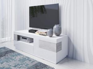 Jednoduchý televizní stolek SHADI, bílá / beton