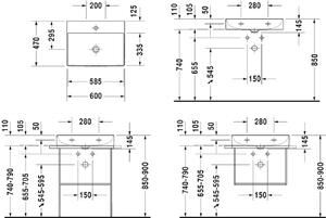 Duravit DuraSquare umyvadlo 60x47 cm obdélníkový nábytkový bílá 2353600041