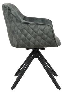 CasaDolce, sada 2 jídelních židlí ROCKER, tmavě zelená, 100% polyester, černá kovová podnož, s područkami