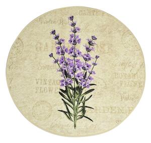 Koupelnová předložka s motivem fialových květin Foutastic Violet Circle, ø 100 cm