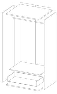 Dvoudveřová šatní skříň APRICA - šířka 86 cm, bílá
