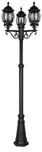Trio Leuchten 406960332 ELVO - Zahradní vysoká trojramenná stojací lampa v černé barvě ,IP44, výška 240cm, 3 x E27 (Retro stojací svítidlo na zahradu IP44)