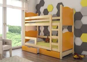 Dvoupatrová postel s matracemi MARABA Hlavní barva: Pine, Další barva: Orange