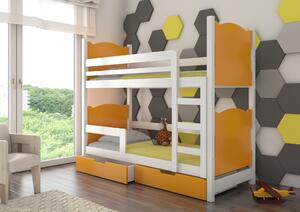 Dvoupatrová postel s matracemi MARABA Hlavní barva: Bílá, Další barva: Orange