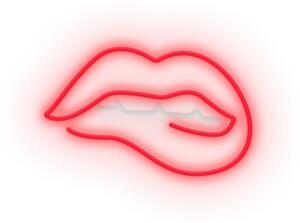 Červená nástěnná svíticí dekorace Candy Shock Biting Lips, 40 x 36 cm