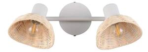 Trio Leuchten R86782031 CALVI - Stropní bílá lampa s ratanovými stínidly, 2 x E14 (Stropní bodové v boho stylu s ratanovými stínidly)