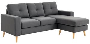 HOMCOM L-Šatní Pohovka z Látky, Sada S Látkovým Stylovým Čalouněním pro 3 Osoby s Chaise Longue, Rohová Pohovka do Obývacího Pokoje, Tmavě Šedá, 193 x