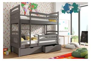 Dětská patrová postel s úložným prostorem LUCIE - 90x190, grafit