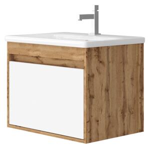 Kingsbath Malta 65 Wotan Oak koupelnová skříňka s umyvadlem