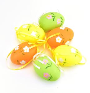 Velikonoční malovaná vajíčka s kytičkami 6 ks, 6x4 cm