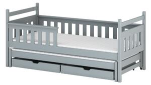 Dětská postel se zábranou MATYLDA - 90x200, šedá