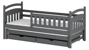 Dětská postel pro 2 se šuplíky GABINA - 90x200, grafit