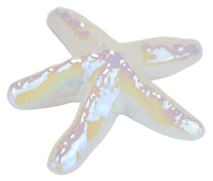 Mořská hvězdice z keramiky, bílá perleť, 11 cm