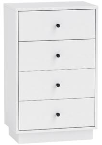 HOMCOM Komoda se 4 zásuvkami, skříň z dřevotřísky v moderním stylu, 47 x 29 x 75 cm, bílá | Aosom