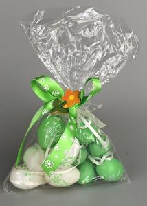Velikonoční vajíčka s mašličkou zelená 12 ks, 4 cm