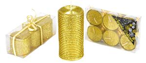 Set svíček se zlatým glitrem