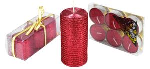 Set svíček s červeným glitrem