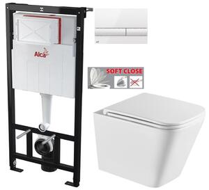 ALCADRAIN Sádromodul - předstěnový instalační systém s bílým tlačítkem M1710 + WC INVENA FLORINA WITH SOFT, včetně soft/close sedátka AM101/1120 M1710 FL1