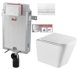 ALCADRAIN Renovmodul - předstěnový instalační systém s bílým tlačítkem M1710 + WC INVENA FLORINA WITH SOFT, včetně soft/close sedátka AM115/1000 M1710 FL1
