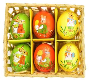 Kraslice z pravých vajíček ručně malovaná 6 ks v košíčku