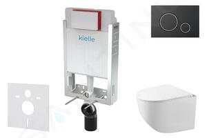 Kielle Set předstěnové instalace, kompaktního klozetu Gaia, sedátka softclose a tlačítka Gemini II, matná černá / chrom 30505SZ30