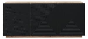 Komoda Asha 167 cm se zásuvkami - dub artisan / černý mat