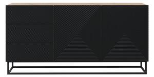 Komoda Asha 167 cm na kovovém podstavci - dub artisan / černý mat