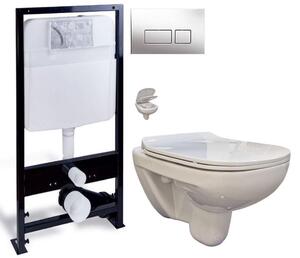 PRIM předstěnový instalační systém s chromovým tlačítkem 20/0041 + WC bez oplachového kruhu Edge + SEDÁTKO PRIM_20/0026 41 EG1