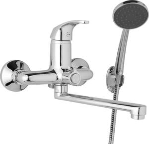 JB Sanitary Nástěnná umyvadlová a sprchová baterie SLIM, rozteč 150 mm, otočný přepínač v těle, s příslušenstvím, ramínko 200 mm A10 39 01