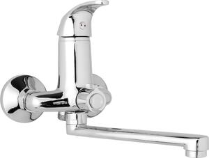 JB Sanitary Nástěnná umyvadlová a sprchová baterie SLIM, rozteč 100 mm, otočný přepínač v těle, bez příslušenství, ramínko 200 mm A10 34 00