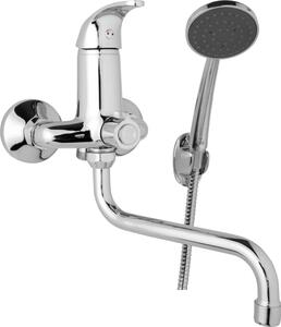 JB Sanitary Nástěnná umyvadlová a sprchová baterie SLIM, rozteč 100 mm, otočný přepínač v těle, s příslušenstvím, trubkové ramínko 200 mm A10 34 31