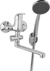 JB Sanitary Nástěnná umyvadlová a sprchová baterie SLIM, rozteč 100 mm, otočný přepínač, s příslušenstvím, ramínko 300 mm A10 32 11