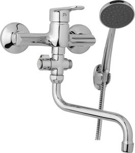 JB Sanitary Nástěnná umyvadlová a sprchová baterie FINERY, rozteč 150 mm, otočný přepínač, s příslušenstvím, trubkové ramínko 200 mm F10 37 31