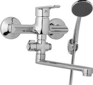 JB Sanitary Nástěnná umyvadlová a sprchová baterie FINERY, rozteč 150 mm, otočný přepínač, s příslušenstvím, ramínko 300 mm F10 37 11