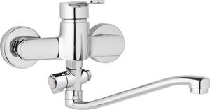 JB Sanitary Nástěnná umyvadlová a sprchová baterie MIRAM, rozteč 150 mm, otočný přepínač, bez příslušenství, S ramínko 250 mm M10 37 20