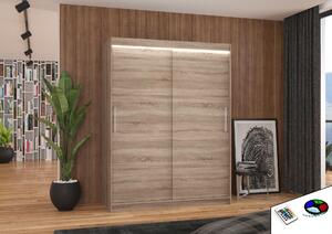 ADRK Šatní skříň posuvná s LED osvětlením DENVER T 150 L, truffle