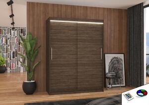 ADRK Šatní skříň posuvná s LED osvětlením DENVER CH 150 L, choco