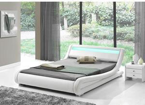 Moderní postel s RGB LED osvětlením, bílá, 160x200, FILIDA
