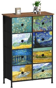 Komoda s motivem Van Gogh - Kovový rám - 8 zásuvek - 67 x 30 x 100 cm - Dřevěná deska