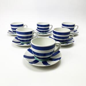 Výrobce po 1 ks Kávová sada 6x keramický šálek s podšálkem bílá/modrá KK10560