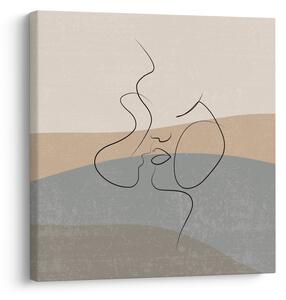 Obraz - Line art polibek (30x30 cm)
